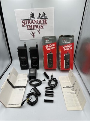 (2) - Realistic TRC-218 Walkie Talkies STRANGER THINGS W Accessories Vintage 213