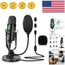 Professional USB Microphone for Podcasts Streaming - Unidirectional with Stand