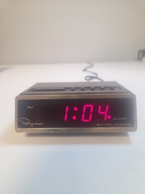 Vintage 90'S Ingraham Alarm Clock 14-100 Wood Grain RED Numbers Classic Sound