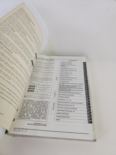 Honda 2004-2008 Service Manual TRX450R/ER. - Foto 12 di 15