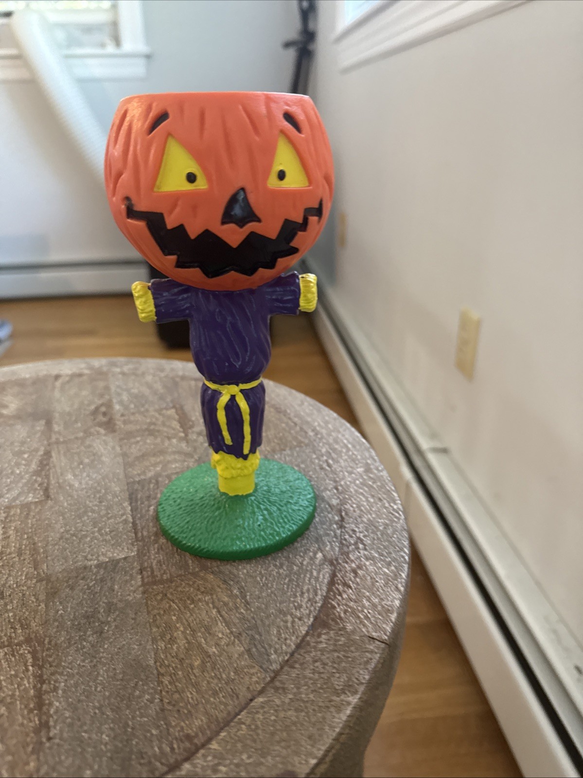 Vintage Halloween Pumpkin Head Goblet with Scarecrow and Jack O'Lantern Design