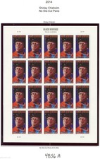 US 2014 MNH  IMPERF NDC 4856a  SHIRLEY CHISHOLM BLACK HERITAGE PANE OF 20 STAMPS