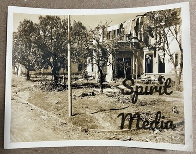 Photograph 1920-30 Destroyed Building w/ Dead Body In Foreground Morbid Creepy