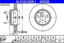 2x Bremsscheibe ATE 24.0122-0228.1 für MERCEDES SLK KLASSE W210 CLK W202 A209