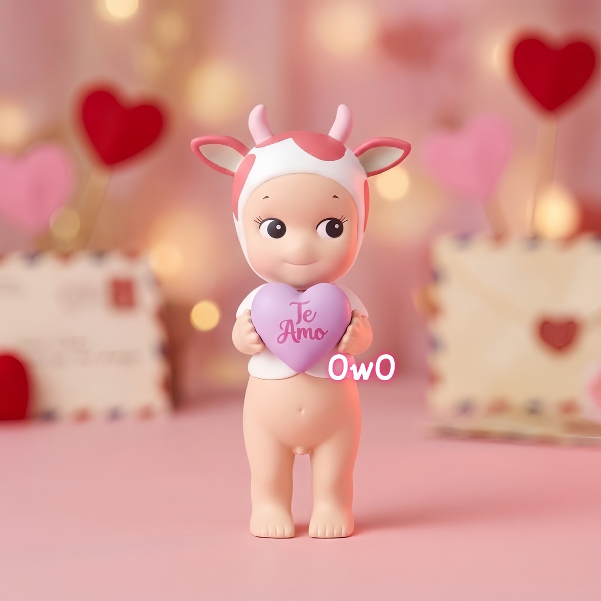 Sonny Angel Message of Love 2022 Cow Te Amo Purple Heart Pink