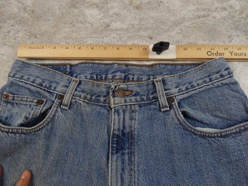 Abercrombie Fitch Jean Men 32X30 Blue Wide VTG USA Made Baggy Leg Dirty Denim - Picture 10 of 16