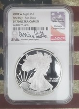 2018-W Proof 1 oz American Silver Eagle NGC PF70 First Day Fun Show Mike Castle