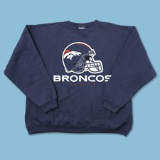 Denver Broncos helmet navy crewneck sweatshirt QT6992