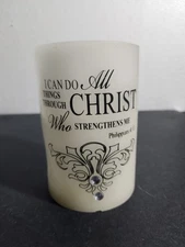 Collections Etc LED Christ Strengthens Flameless Candle Philippians 4:13 WORKS