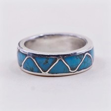sz 7, navajo James Martin handmade Sterling silver ring, 925 band w/ turquoise
