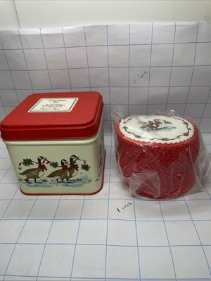 Vintage Potpourri Press Christmas Geese Tin With Paper Coasters-50 count-USA Co.
