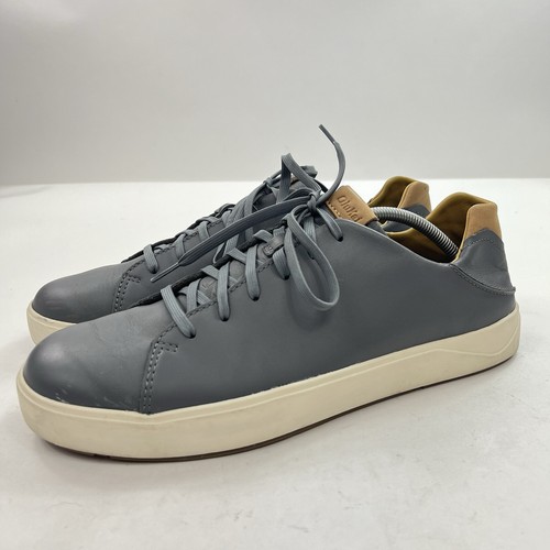 Olukai Lae'ahi Li Ili Freizeitschuhe Sneaker Herren Gr. 12 M Grau Leder Schnürschuhe