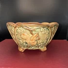 ANTIQUE WELLER POTTERY “WOODCRAFT” SQUIRREL FOOTED BOWL USA MINT! 6 1/4”