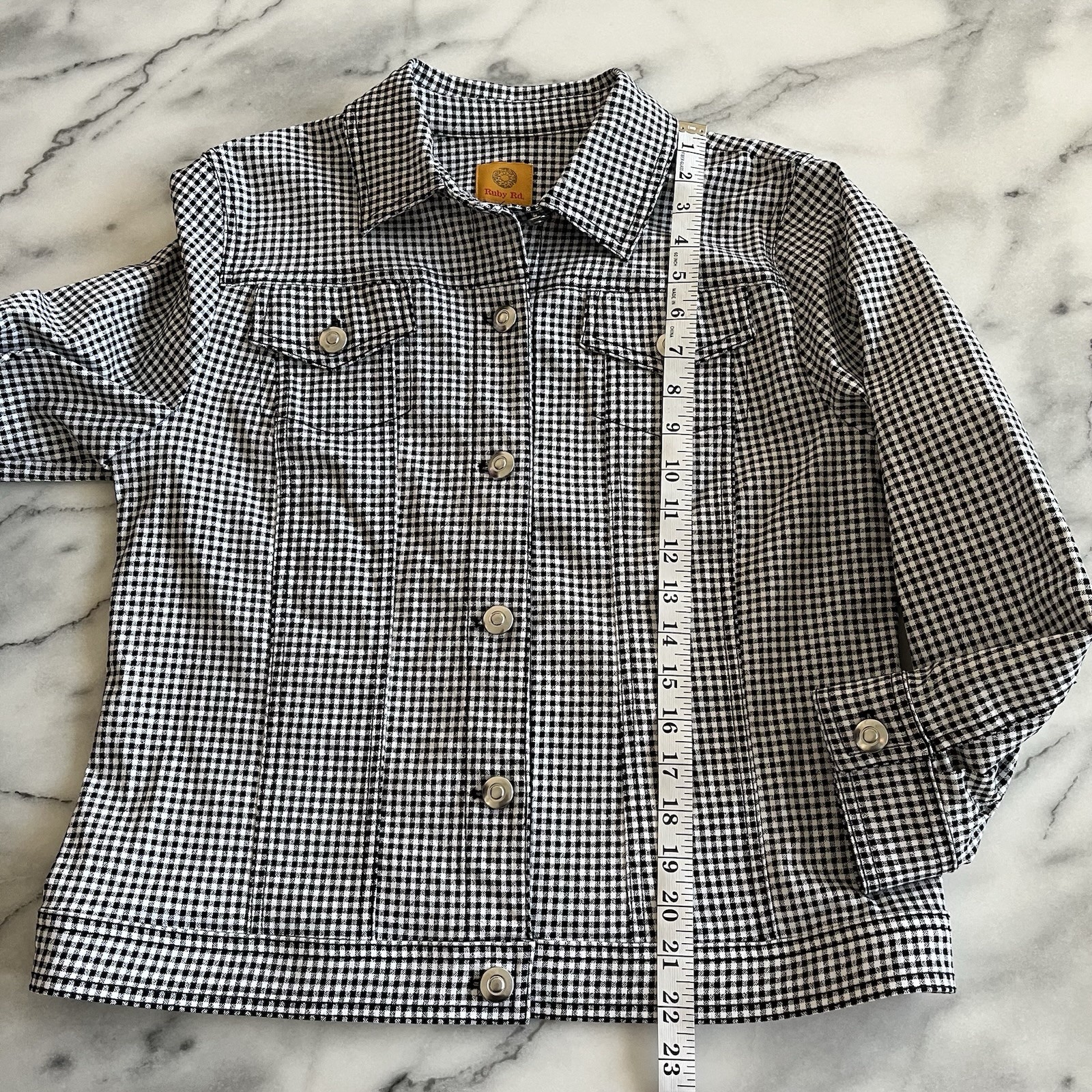 Ruby Rd Womens 8 Gingham Button Down Jacket Light… - image 7