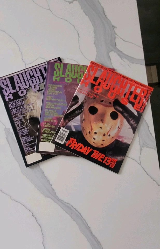 Slaughterhouse Horror Magazines From The '80s 3 -Pack. Great Shape. Jason Etc Foto 4 de 4