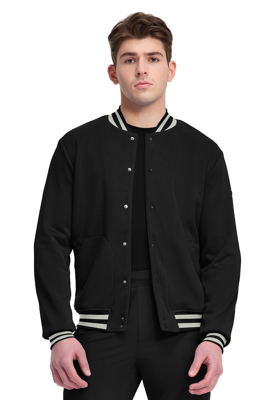 Cherokee Scrubs Men's 2-Pocket Sport Bomber Jacket IN528 BLKN Black Free Ship