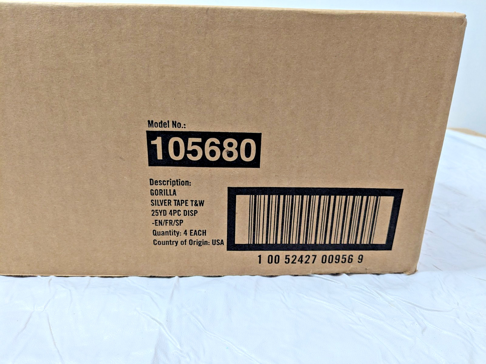 PACK OF 4 Gorilla Tape Silver Tough & Wide Tape 2.8" X 25 yd 105680