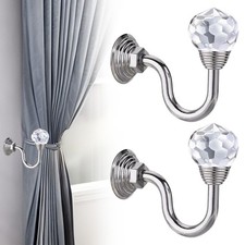 2X Crystal Curtain Holdback Hanger Wall Tie Backs Curtain Tie Back Hooks Holders