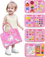 Montessori Felt Busy Board for Toddlers, Interactive Sensory Toy, Quiet Book