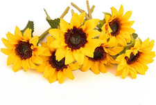 6PCS Artificial Flowers Sunflowers Bouquet, Faux Flowers with Stems Fake Sunflow