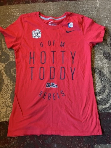 OLE MISS REBELS SEC CHICK FIL A PEACH BOWL 2014 RED Short Sleeve Shirt Tee,  NEW