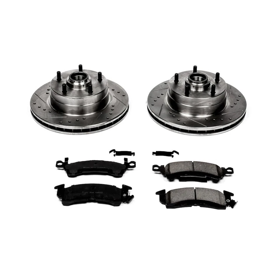 K2579 Powerstop Juego de 2 ruedas discos de freno y kits de pastillas delanteras para Olds Chevy Cutlass Foto 3 de 3
