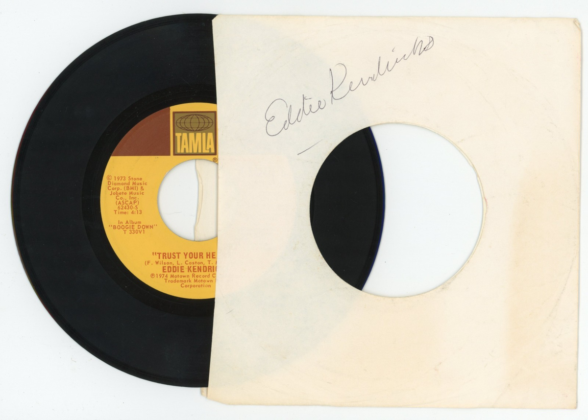 Eddie Kendricks - Signed 7 Inch Sleeve w/ Trust Your Heat/Son of
