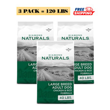 120 LBS /3 Pack Diamond Naturals Large Breed Adult Dry Dog Food - Chicken & Rice 0.24 per pound