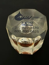 Exxon Morgan distributing Inc Petroleum oil sample lucite paperweight Advertise