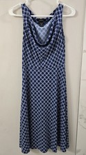 Vintage Express Slouch Neck Midi Dress. EUC Size 9/10 M. Navy/White
