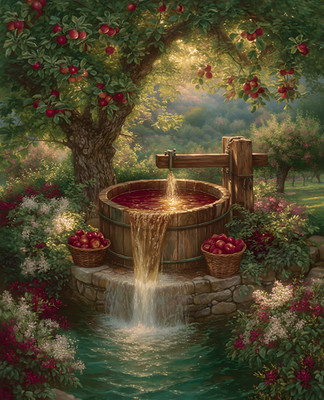 8x10 Cozy Storybook Apple Orchard Painting Apple Orchard Art Print - 977528648