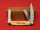 Vintage 1981 Case XX 3347HP Atlanta Coca Cola Three Blade Yellow Stockman Knife