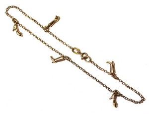 10k Yellow gold charm Ankle Anklet shoe high heel boot charm bracelet 9.75" 3g