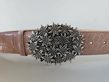 &hearts; umjuBELT G&uuml;rtelschnalle Blumen Flower silber G&uuml;rtelschlie&szlig;e Wechsel 8 x 6 cm