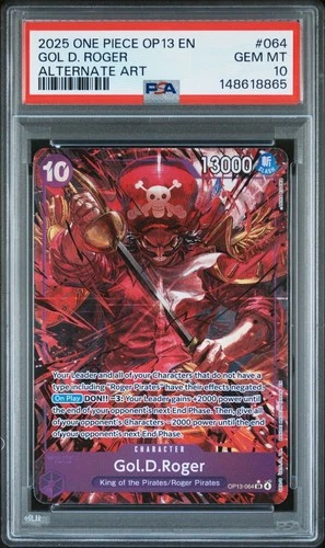 One Piece Gol D Roger Alternate Art OP13-064 PSA 10 Gem Mint