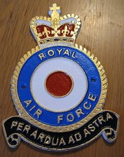 ROYAL AIR FORCE RAF - Painted Solid Cast Iron Wall Sign - Indoor Or Outdoor New