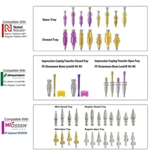 Dental Transfer Impression Coping Fits Nobel/Hiossen/ITI Analog Open/Closed Tray
