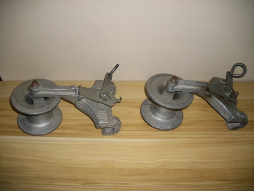 LOT OF 2 LEMCO PY-750 PULLY 2-WAY ROLLER CABLE BLOCK LINESMAN FREE SHIPPING