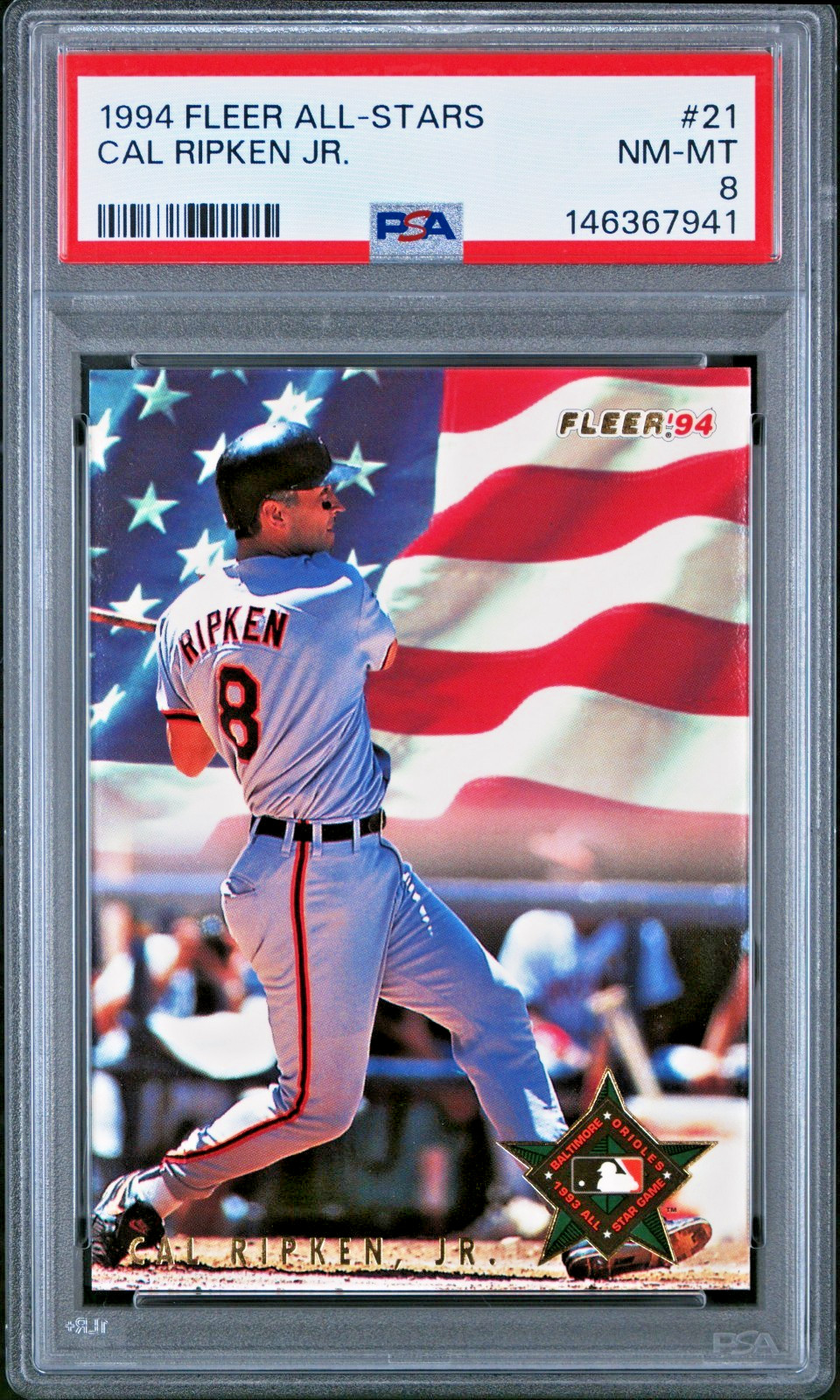 1994 Fleer Cal Ripken, Jr. All Stars #21 Orioles PSA 8 view 1