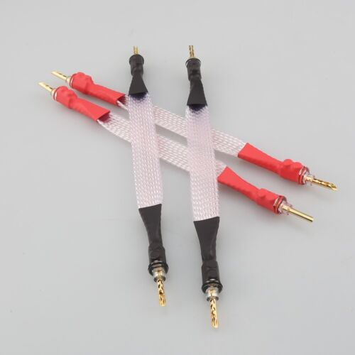 Cable de altavoz de eslabones de puente plano OFC plateado de audio HiFi de 20 cm enchufes banana - Imagen 1 de 6