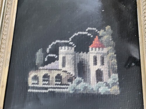 Antique Large Needlepoint Crossstitch Set of 2 Castles READ!! - Picture 11 of 12