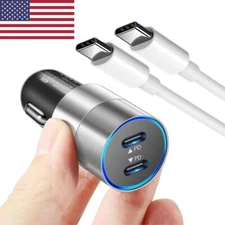 Dual Type C PD 40W Fast Car Charger Adapter Cable For iPhone 15 16 Plus Pro Max 