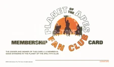 PLANET OF THE APES FAN CLUB MEMBERSHIP CARD - VINTAGE REPRINT / REMIX
