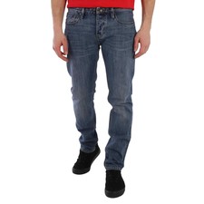 Emporio Armani Men's Light Blue J75 Low-Rise Cotton Denim Jeans, Waist Size 30"
