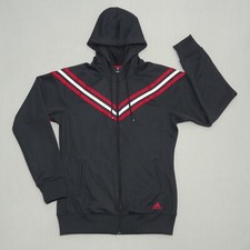 Adidas Athletic Hoodie Navy/Pink Stripes Ladies Track Zip Jacket Women's Size S