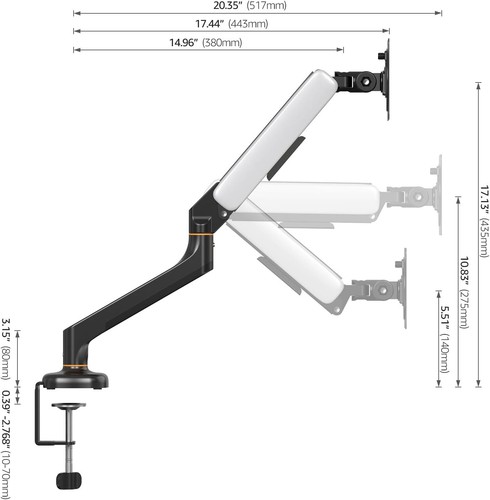 Soporte de brazo doble para computadora portátil Bewiser para monitor de 13"-32” y escritorio para computadora portátil de 12"-17" - Imagen 8 de 9