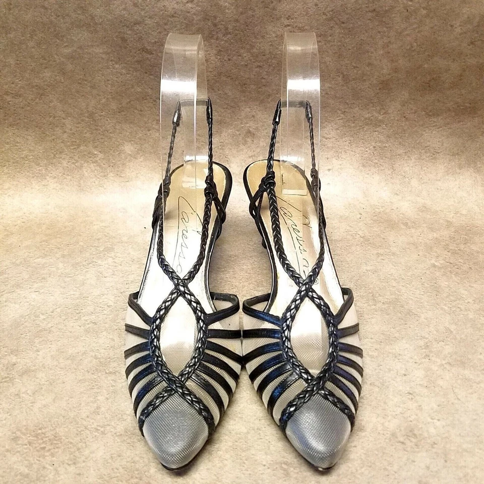 Tacones Caressa para mujer talla 6,5 de cuero negro sin cordones de 2" Foto 2 de 4