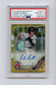 CORBIN CARROLL 2019 BOWMAN CHROME Rookie Auto Gold /50 PSA 10 / 10