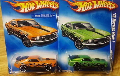 Hot Wheels 1970 Mustang Mach 1 Orange & Green With Black