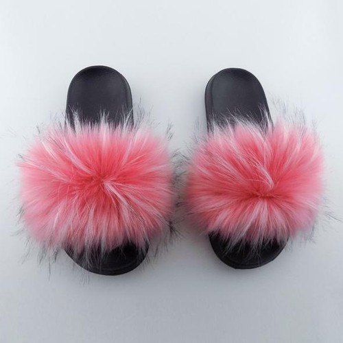 Faux Fur Slides Fuzzy Fluffy Slippers Flat Soft Sandals Open Toe - US Seller - Picture 7 of 32